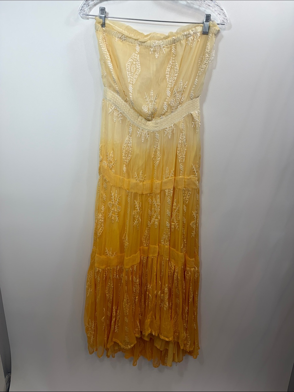 Ramy Brook Keeley strapless midi dress in ombre yellow size 0